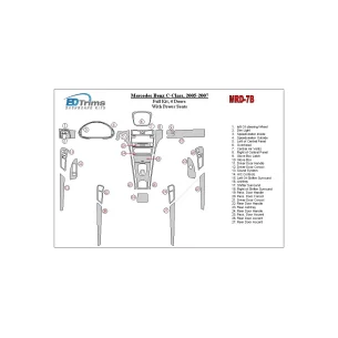 Mercedes Benz C Class 2005-2007 Full Set, 4 Doors Coupe, With Power Seats Interior BD Dash Trim Kit