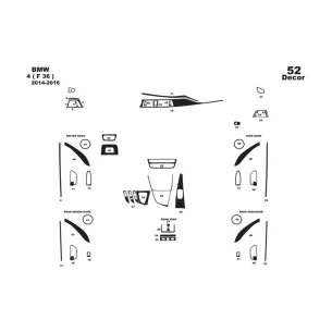 BMW 4-Series F36 2014-2016 3D Interior Dashboard Trim Kit Dash Trim Dekor 52-Parts