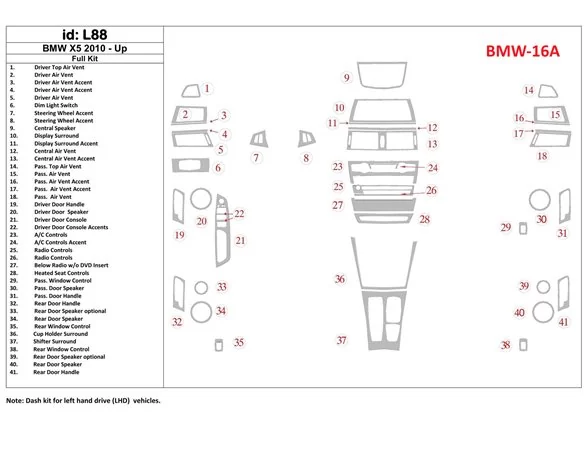 BMW X5 2010-UP Full Set Interior BD Dash Trim Kit - 1 - Interior Dash Trim Kit