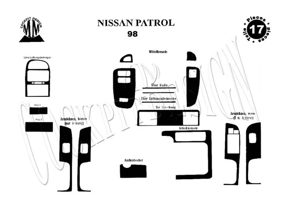 Nissan Patrol 03.1998 3D Interior Dashboard Trim Kit Dash Trim Dekor 17-Parts - 1 - Interior Dash Trim Kit
