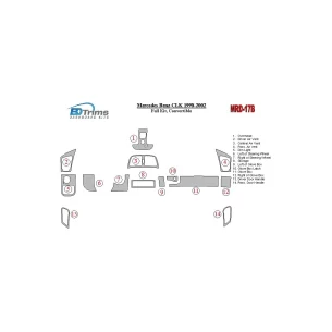 Mercedes Benz CLK 1998-2002 Full Set, Folding roof-Cabrio Interior BD Dash Trim Kit 2