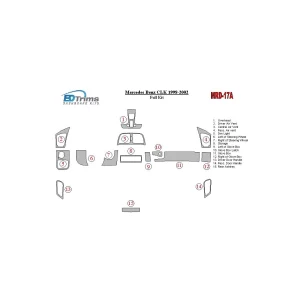 Mercedes Benz CLK 1998-2002 Full Set, Soft roof-Coupe Interior BD Dash Trim Kit 2