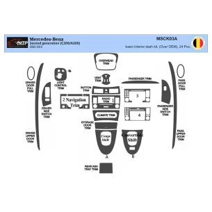 Mercedes Benz CLK W209 2003-2010 Coupe Carbio Full Set Interior BD Dash Trim Kit 24pcs