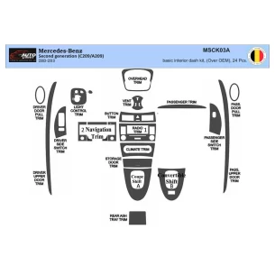 Mercedes Benz CLK W209 2003-2010 Coupe Carbio Full Set Interior BD Dash Trim Kit 24pcs 2