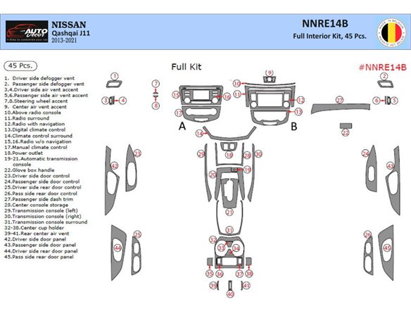 Honda Accord DX 2003-2007 Basic Set, Automatic Gear, Manual Gearbox A/C, 2 Doors Interior BD Dash Trim Kit Car Tuning Interior 