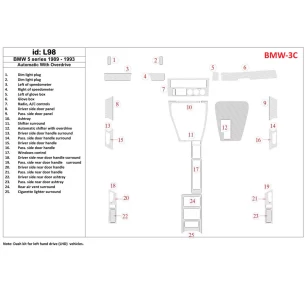 BMW 5 E34 1989-1993 Automatic Gearbox, With Overdrive, 25 Parts set Interior BD Dash Trim Kit 2