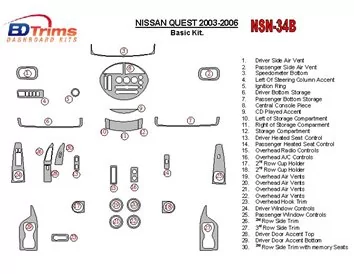Nissan Quest 2003-2006 Basic Set Interior BD Dash Trim Kit - 1 - Interior Dash Trim Kit