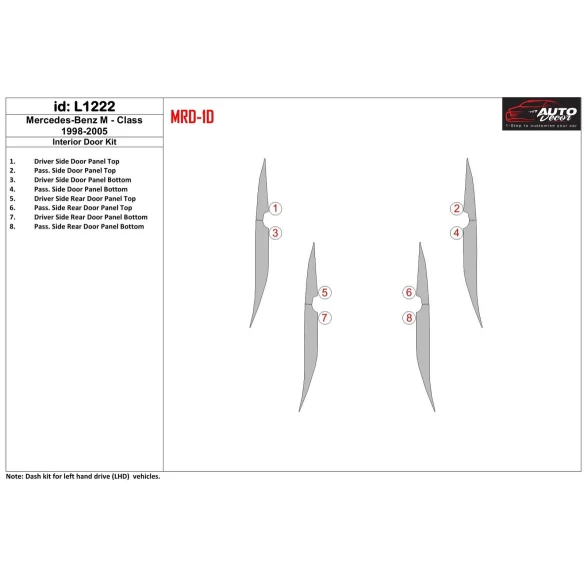 Mercedes Benz M Class 1998-2005 Interior Doors Kit Interior BD Dash Trim Kit