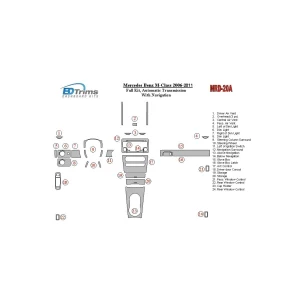 Mercedes Benz ML W164 Class 2006-UP Full Set, Automatic Gear, With NAVI Interior BD Dash Trim Kit