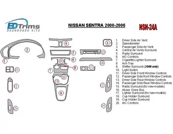 Nissan Sentra 2000-2006 Full Set Interior BD Dash Trim Kit - 1 - Interior Dash Trim Kit