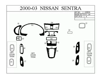 Nissan Sentra 95-97 3D Interior Dashboard Trim Kit Dash Trim Dekor 10-Parts - 1 - Interior Dash Trim Kit