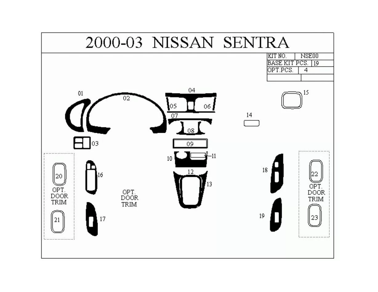 Nissan Sentra 95-97 3D Interior Dashboard Trim Kit Dash Trim Dekor 10-Parts - 1 - Interior Dash Trim Kit