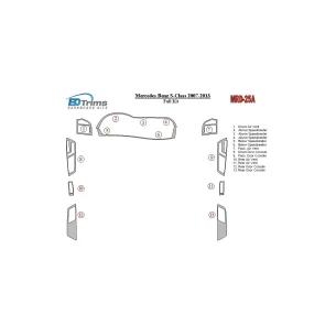 Mercedes Benz S Class 2007-UP Full Set, OEM Compliance Interior BD Dash Trim Kit