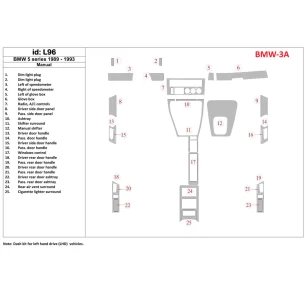BMW 5 E34 1989-1993 Manual Gearbox, 25 Parts set Interior BD Dash Trim Kit 2