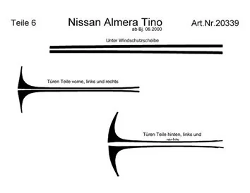 Nissan Tino 01.2000 3D Interior Dashboard Trim Kit Dash Trim Dekor 6-Parts