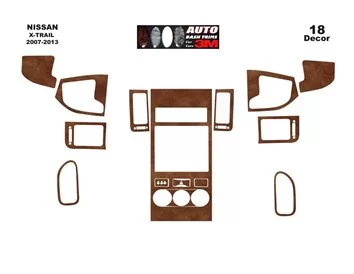 Nissan X Trail 2007-2013 3D Interior Dashboard Trim Kit Dash Trim Dekor 16-Parts
