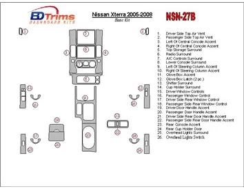 Nissan Xterra 2005-2008 Basic Set Interior BD Dash Trim Kit - 1 - Interior Dash Trim Kit