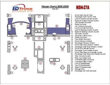 Nissan Xterra 2005-2008 Full Set Interior BD Dash Trim Kit - 1 - Interior Dash Trim Kit