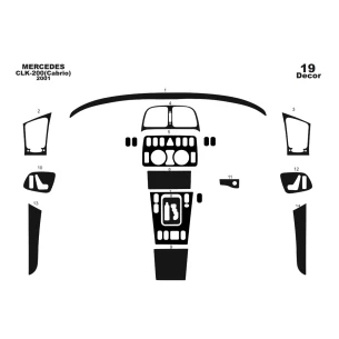 Mercedes Benz W208 CLK-Cabrio 1997–2003 3D Interior Dashboard Trim Kit Dash Trim Dekor 19-Parts
