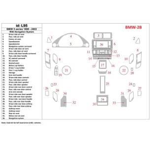 BMW 5-Series E39 1998-2003 With NAVI system, 36 Parts set Interior BD Dash Trim Kit 2