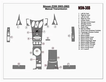 Nissan Z350 2003-2005 Manual Gear Box Interior BD Dash Trim Kit