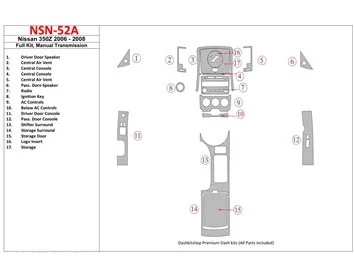 Nissan Z350 2006-2008 Full Set, Manual Gear Box Interior BD Dash Trim Kit - 1 - Interior Dash Trim Kit