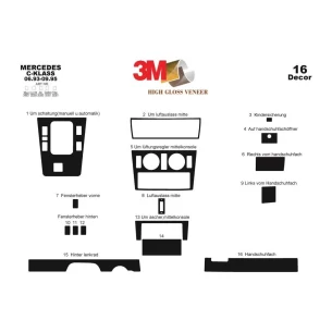 Mercedes C-Class W202 06.93-09.95 3D Interior Dashboard Trim Kit Dash Trim Dekor 16-Parts 2