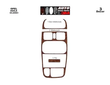 Opel Agila 04.00-12.03 3D Interior Dashboard Trim Kit Dash Trim Dekor 3-Parts