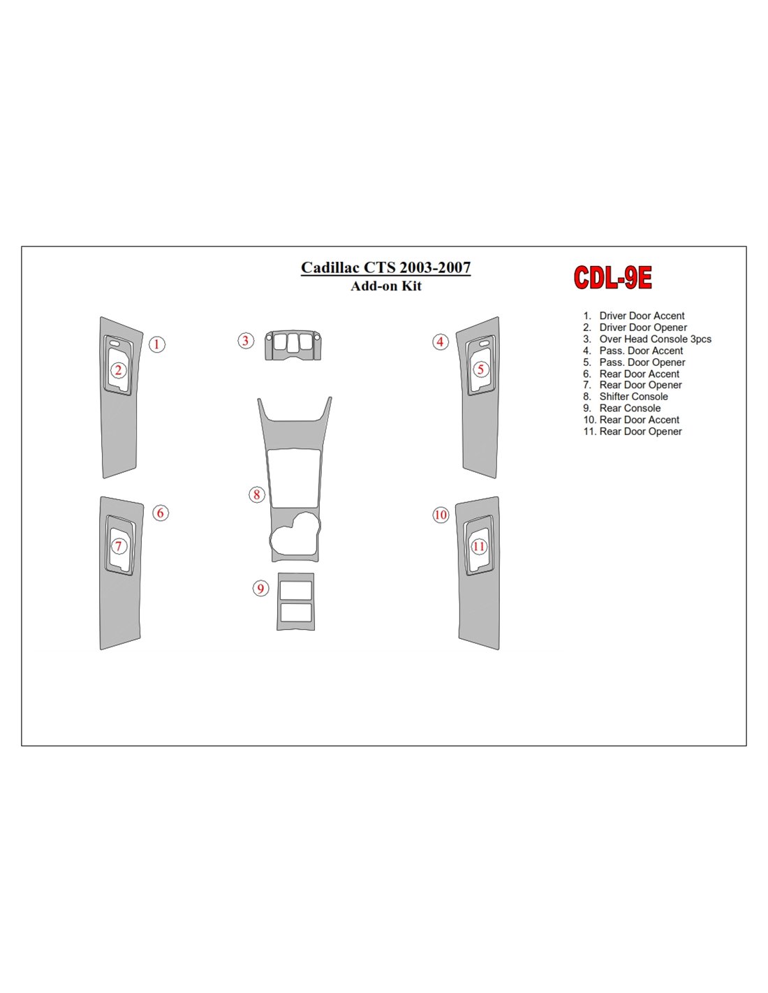 Cadillac CTS 2003-2007 additional kit Interior BD Dash Trim Kit