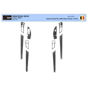 Mercedes C-Class W203 05.2005 3D Interior Dashboard Trim Kit Dash Trim Dekor 13-Parts 2
