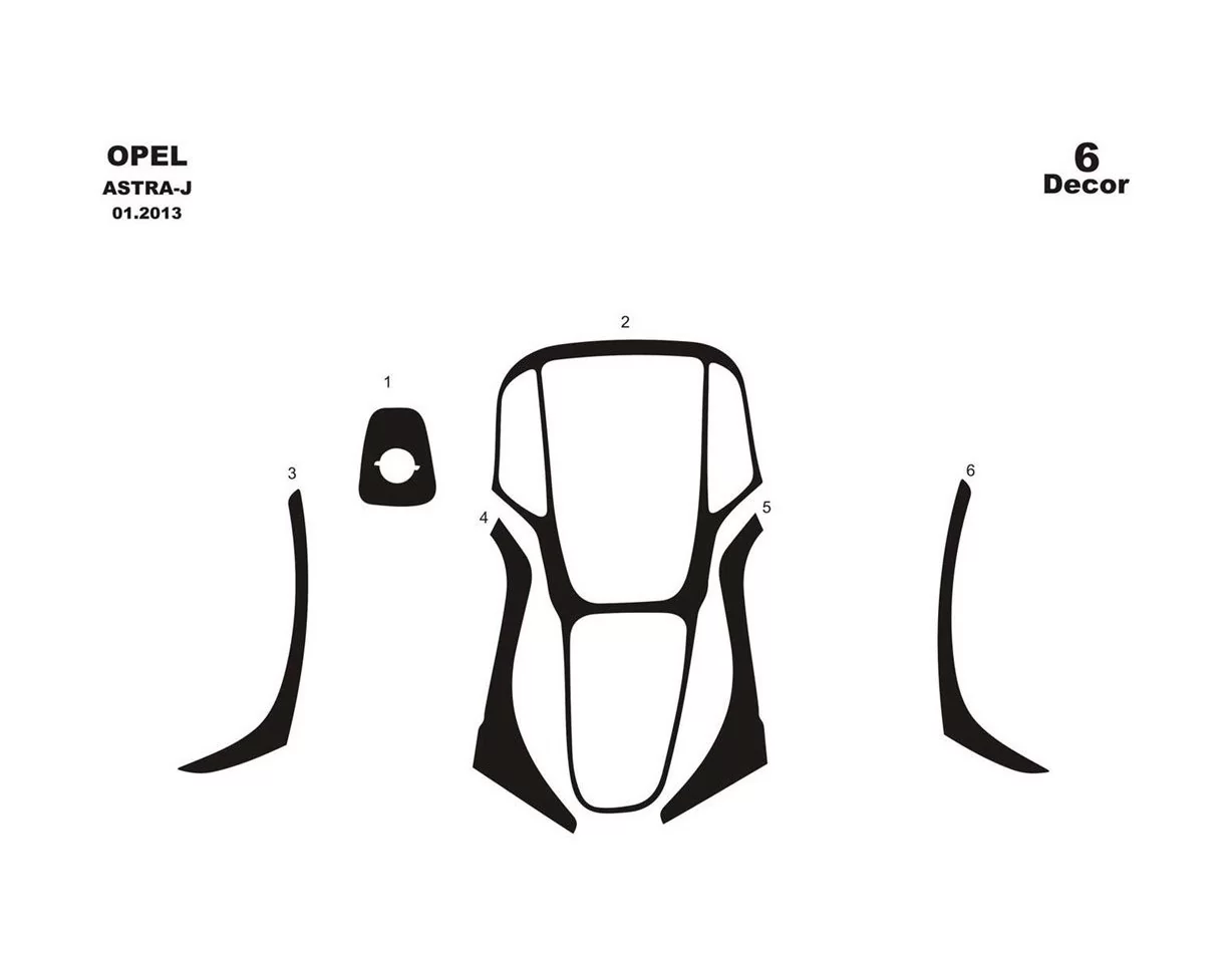 Opel Astra J 01.2013 3D Interior Dashboard Trim Kit Dash Trim Dekor 8-Parts - 1 - Interior Dash Trim Kit