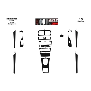 Mercedes C-Class W203 05.2005 3D Interior Dashboard Trim Kit Dash Trim Dekor 15-Parts 2