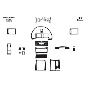 Mercedes C-Class W204 01.2006 3D Interior Dashboard Trim Kit Dash Trim Dekor 17-Parts 2