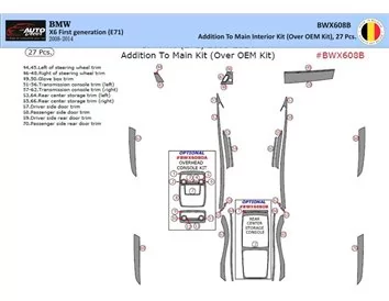 BMW X6 E71 2008-2014 3D Interior Dashboard Trim Kit Dash Trim Dekor 27-Parts - 1 - Interior Dash Trim Kit