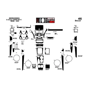 Mercedes C-Class W204 2007–2014 3D Interior Dashboard Trim Kit Dash Trim Dekor 46-Parts 2