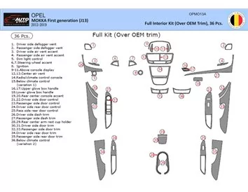 Opel Mokka ab 2012 3D Interior Dashboard Trim Kit Dash Trim Dekor 35-Parts - 1 - Interior Dash Trim Kit