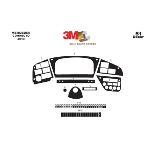 Mercedes Connecto 01.2013 3D Interior Dashboard Trim Kit Dash Trim Dekor 52-Parts 2