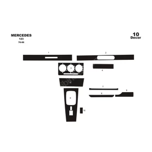Mercedes E-Class W123 01.76-01.86 3D Interior Dashboard Trim Kit Dash Trim Dekor 10-Parts 2
