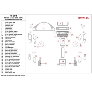 BMW 5-Series E39 1998-2003 Without NAVI system, 35 Parts set Interior BD Dash Trim Kit 2