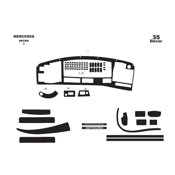 Mercedes Intro 06.03-06.05 3D Interior Dashboard Trim Kit Dash Trim Dekor 13-Parts