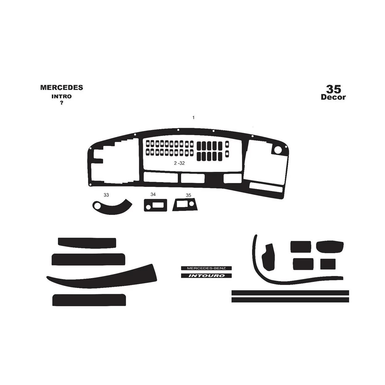 Mercedes Intro 06.03-06.05 3D Interior Dashboard Trim Kit Dash Trim Dekor 13-Parts