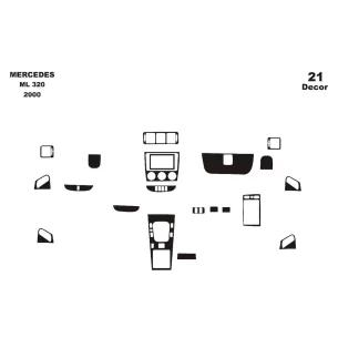 Mercedes ML-Class W163 01.2000 3D Interior Dashboard Trim Kit Dash Trim Dekor 21-Parts 2