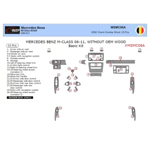 Mercedes ML-Class W164 2006-2011 3D Interior Dashboard Trim Kit Dash Trim Dekor 33-Parts 2