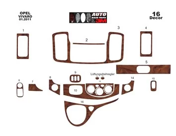 Opel Vivaro 01.2011 3D Interior Dashboard Trim Kit Dash Trim Dekor 16-Parts