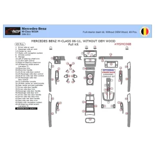 Mercedes ML-Class W164 2006-2011 3D Interior Dashboard Trim Kit Dash Trim Dekor 49-Parts 2