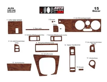 Alfa Romeo 145 146 09.94 - 03.97 3D Interior Dashboard Trim Kit Dash Trim Dekor 15-Parts - 5 - Interior Dash Trim Kit