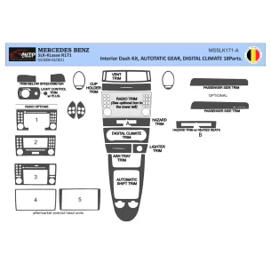Mercedes SLK (R171) 2004-2010 3D Interior Dashboard Trim Kit Dash Trim Dekor 18-Parts