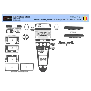Mercedes SLK (R171) 2004-2010 3D Interior Dashboard Trim Kit Dash Trim Dekor 18-Parts