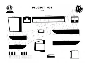 Peugeot 505 01.81-12.87 3D Interior Dashboard Trim Kit Dash Trim Dekor 18-Parts