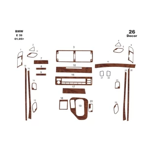BMW 5 Series E39 10.95-06.03 3D Interior Dashboard Trim Kit Dash Trim Dekor 19-Parts 2